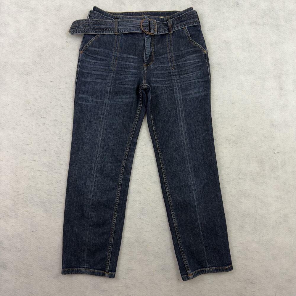 Pilcro by Anthropologie Size 28 Dark Wash Denim Belted Tapered Jeanscasual - Picture 4 of 12